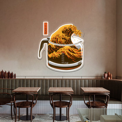 The Great Wave Of Caffeine Artwork Personalized Neon Signs