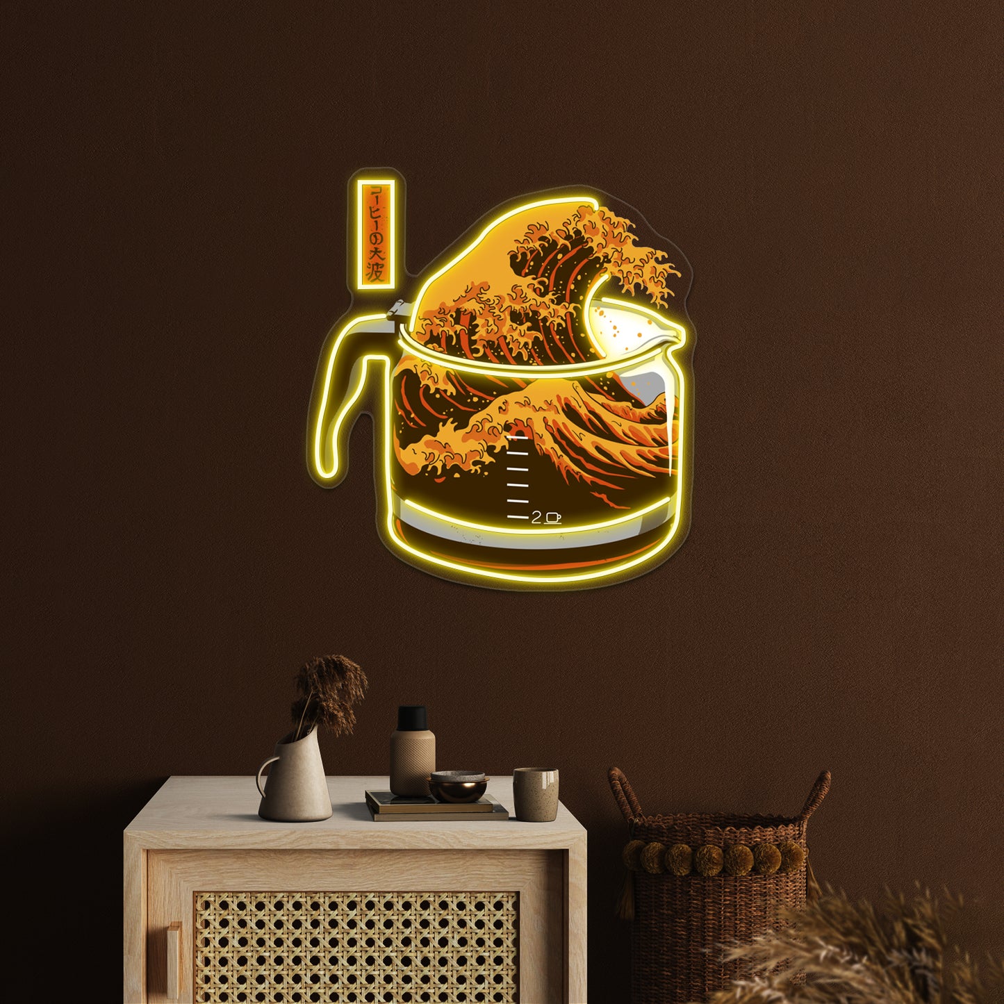 The Great Wave Of Caffeine Artwork Personalized Neon Signs