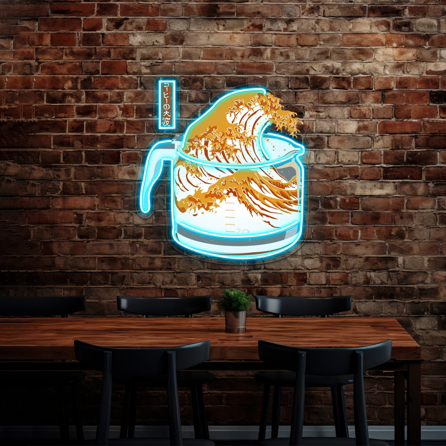 The Great Wave Of Coffee Artwork Personalized Neon Signs