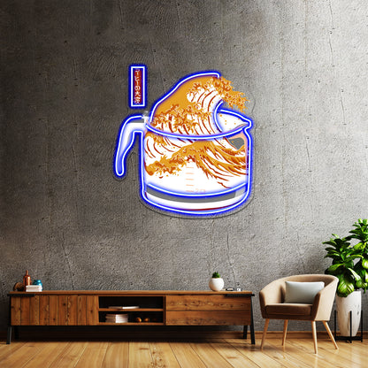 The Great Wave Of Coffee Artwork Personalized Neon Signs