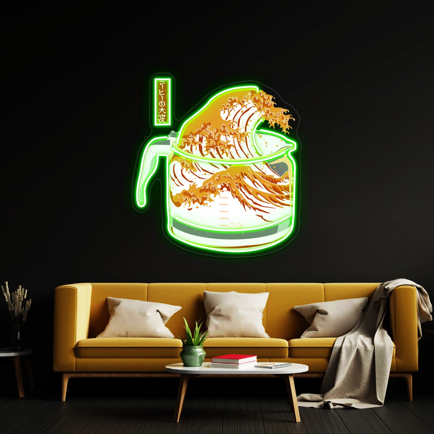 The Great Wave Of Coffee Artwork Personalized Neon Signs