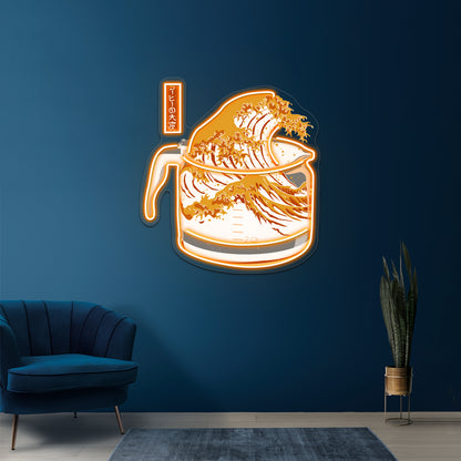 The Great Wave Of Coffee Artwork Personalized Neon Signs