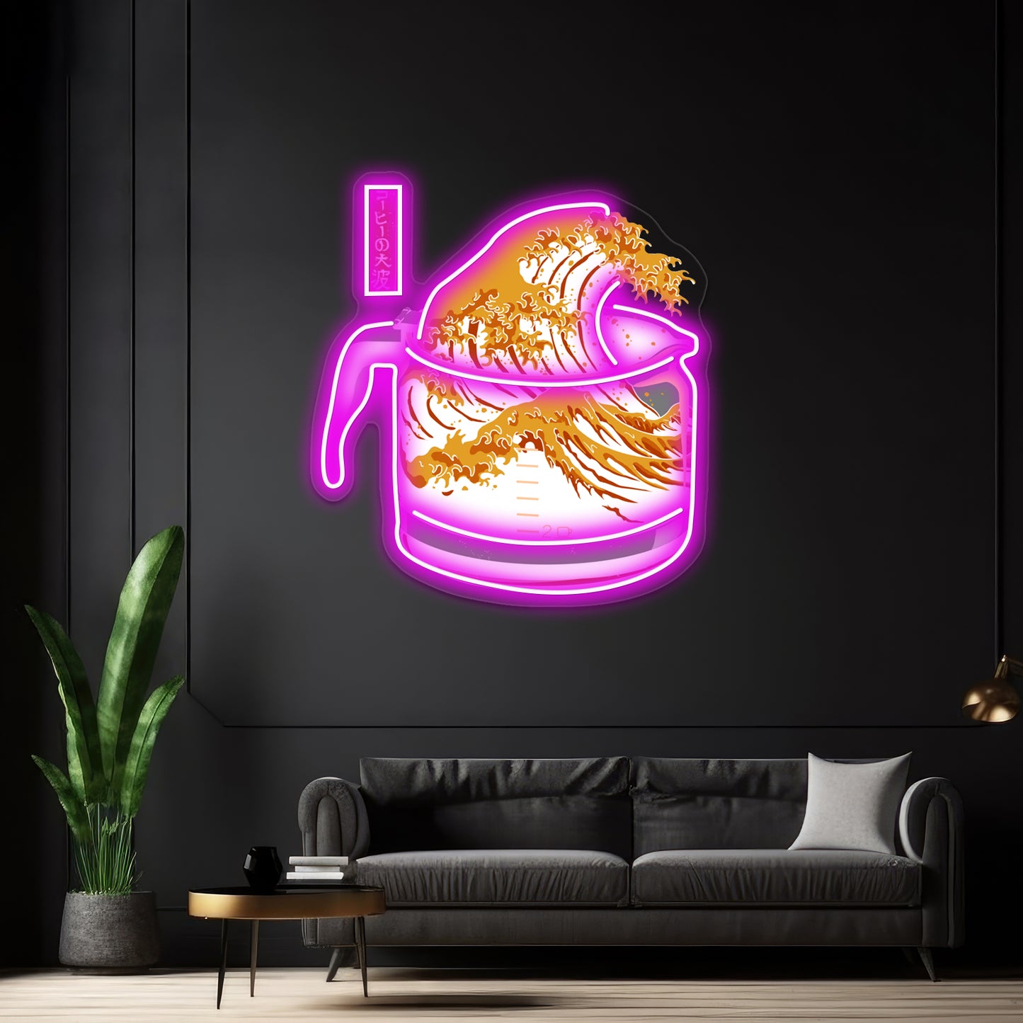 The Great Wave Of Coffee Artwork Personalized Neon Signs