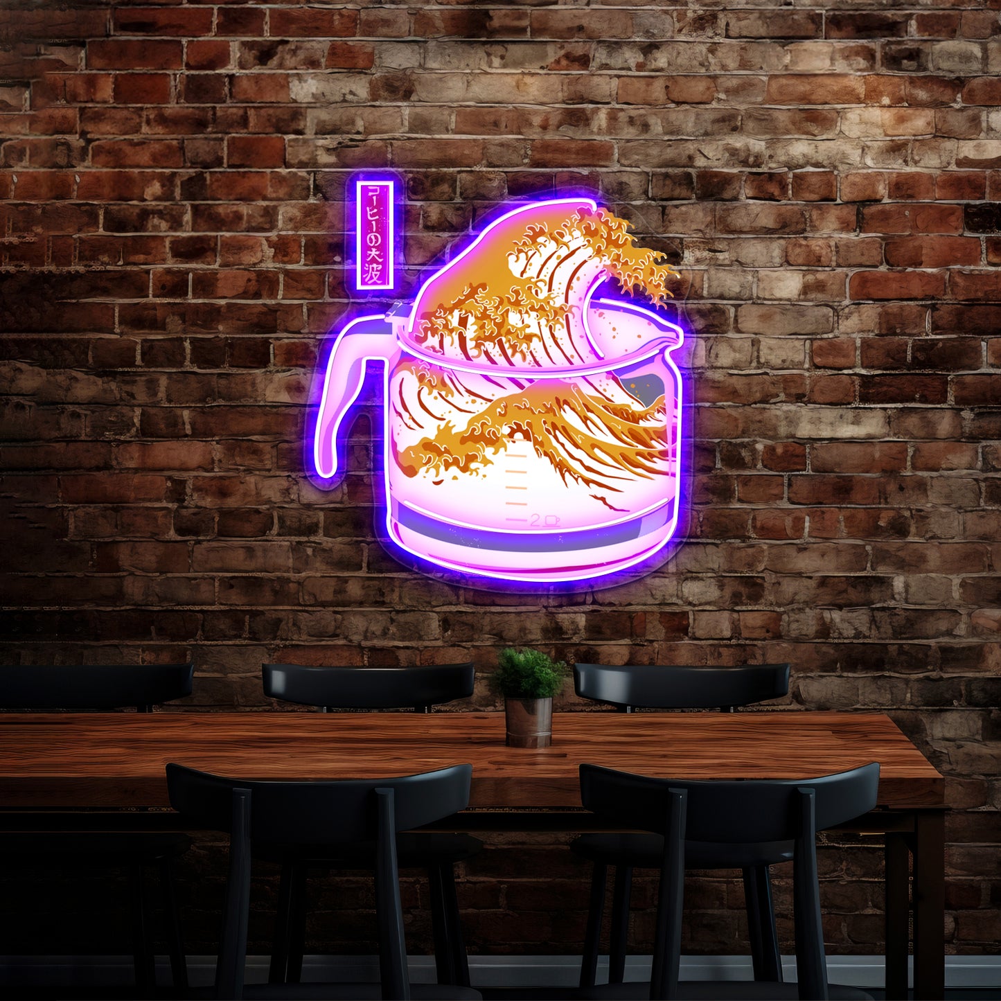 The Great Wave Of Coffee Artwork Personalized Neon Signs