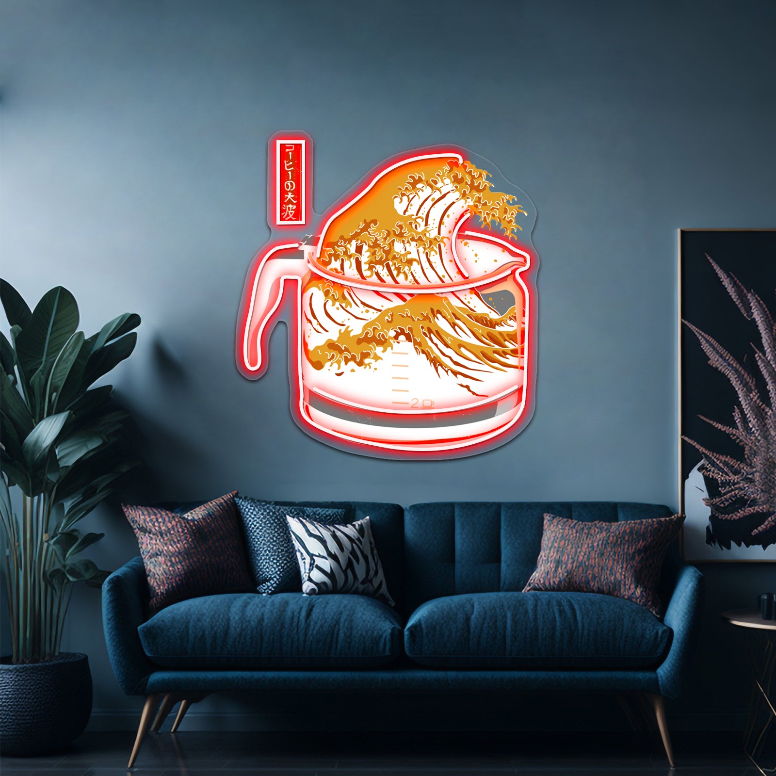 The Great Wave Of Coffee Artwork Personalized Neon Signs | Shineneon