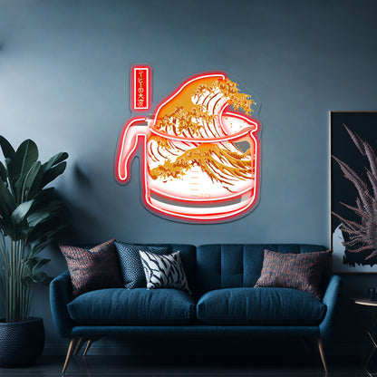 The Great Wave Of Coffee Artwork Personalized Neon Signs