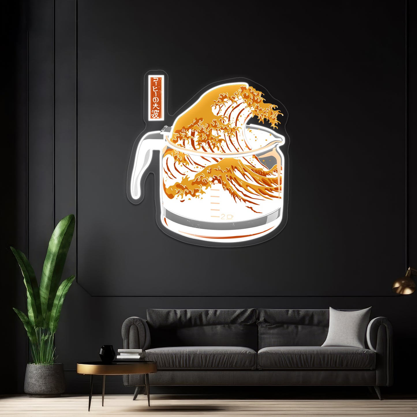 The Great Wave Of Coffee Artwork Personalized Neon Signs