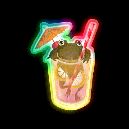 The Happy Frog In The Lemonade Cocktail Bar Decor Led Neon Sign Rgb Color - LED neon sign close-up detail