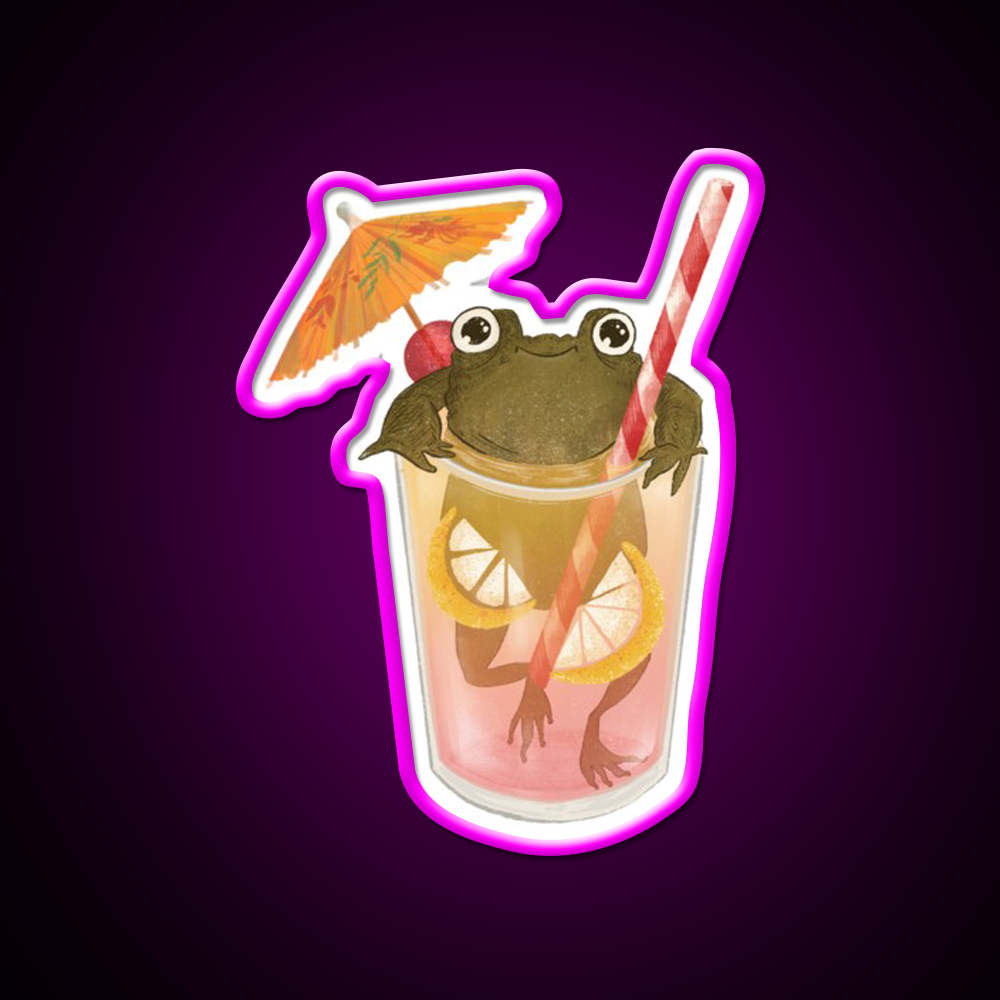 The Happy Frog In The Lemonade Cocktail Bar Decor Led Neon Sign Rgb Color - Neon sign mounted on wall in room
