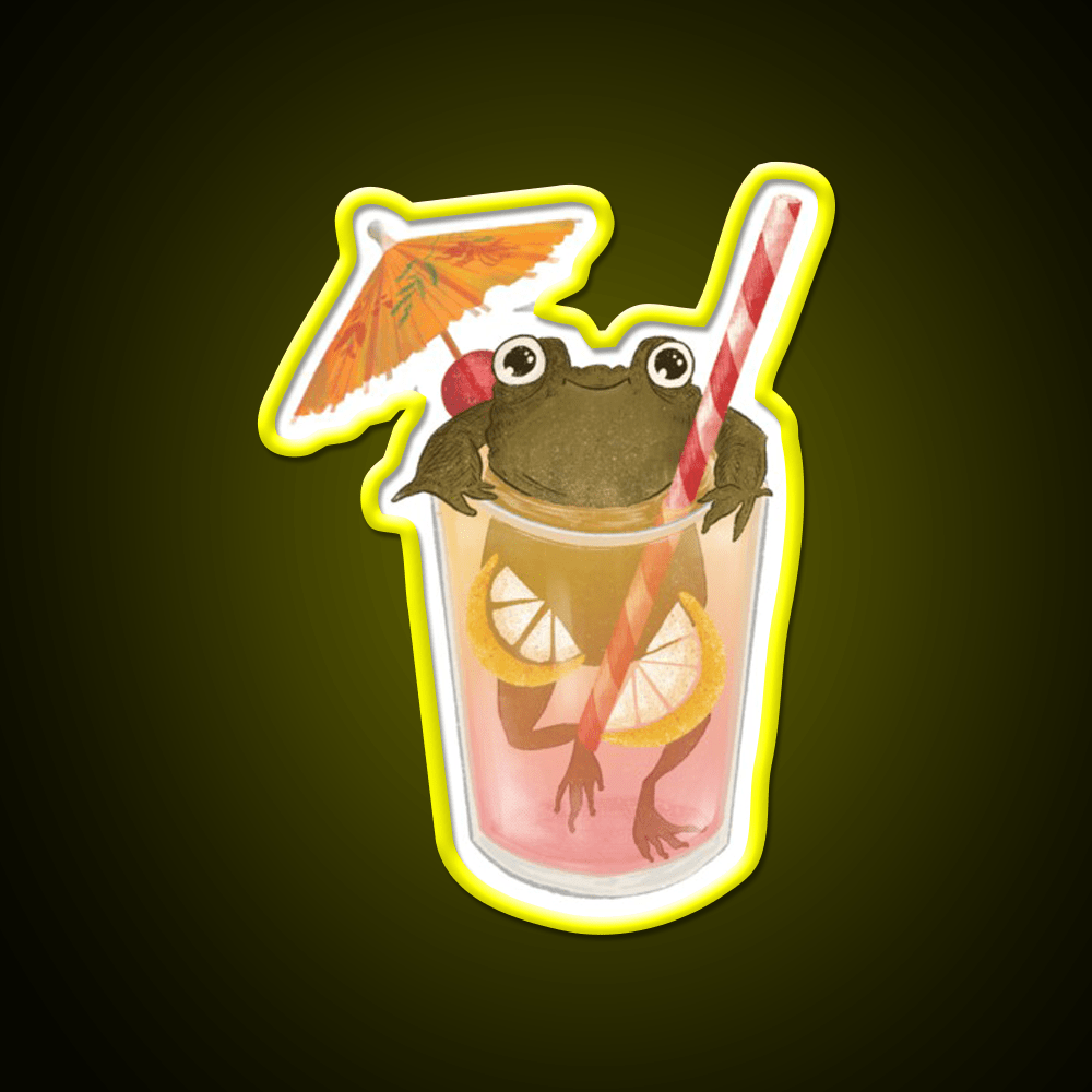 The Happy Frog In The Lemonade Cocktail Bar Decor Led Neon Sign Rgb Color - Shineneon