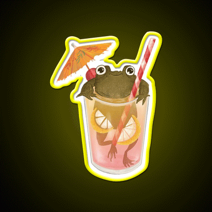 The Happy Frog In The Lemonade Cocktail Bar Decor Led Neon Sign Rgb Color - Custom LED neon sign front view
