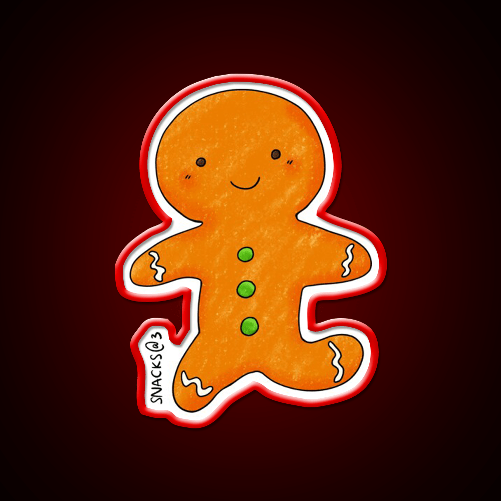 The Happy Gingerbread Man Snack Food Led Neon Sign Rgb Color - Shineneon
