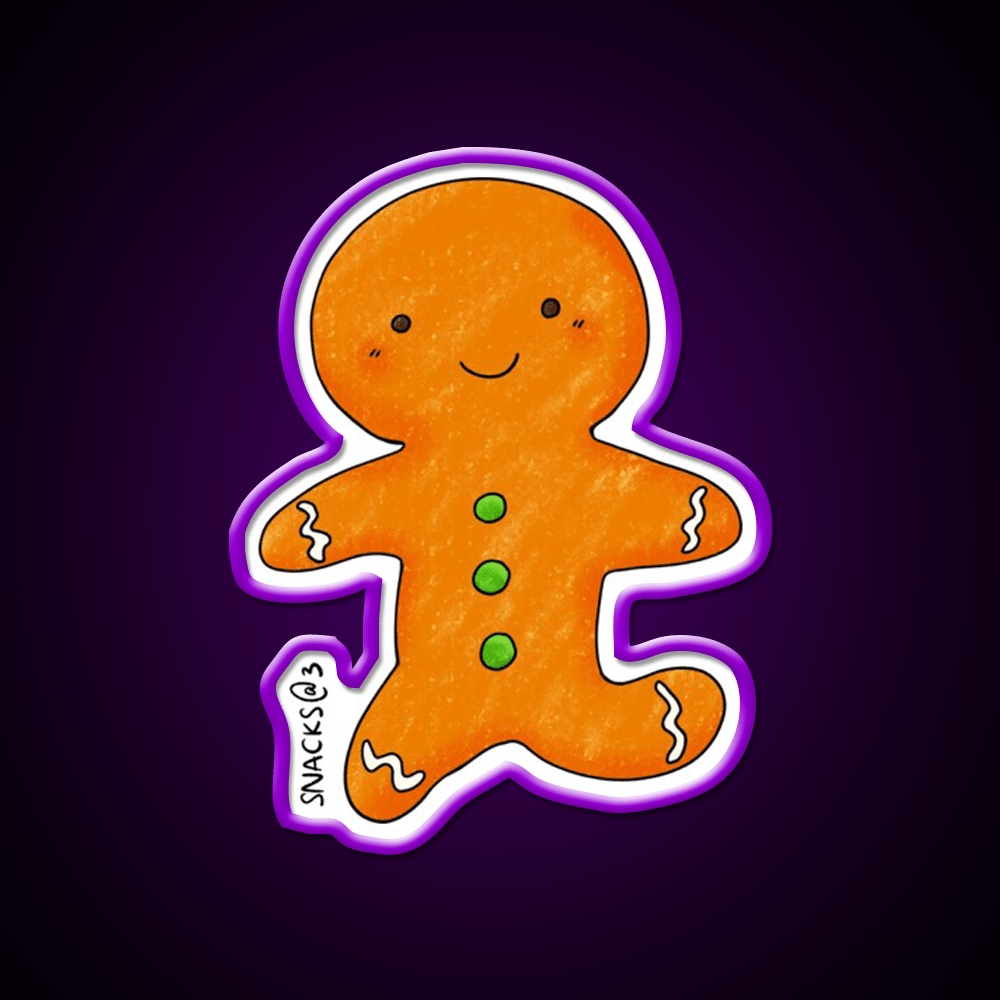 The Happy Gingerbread Man Snack Food Led Neon Sign Rgb Color - Shineneon