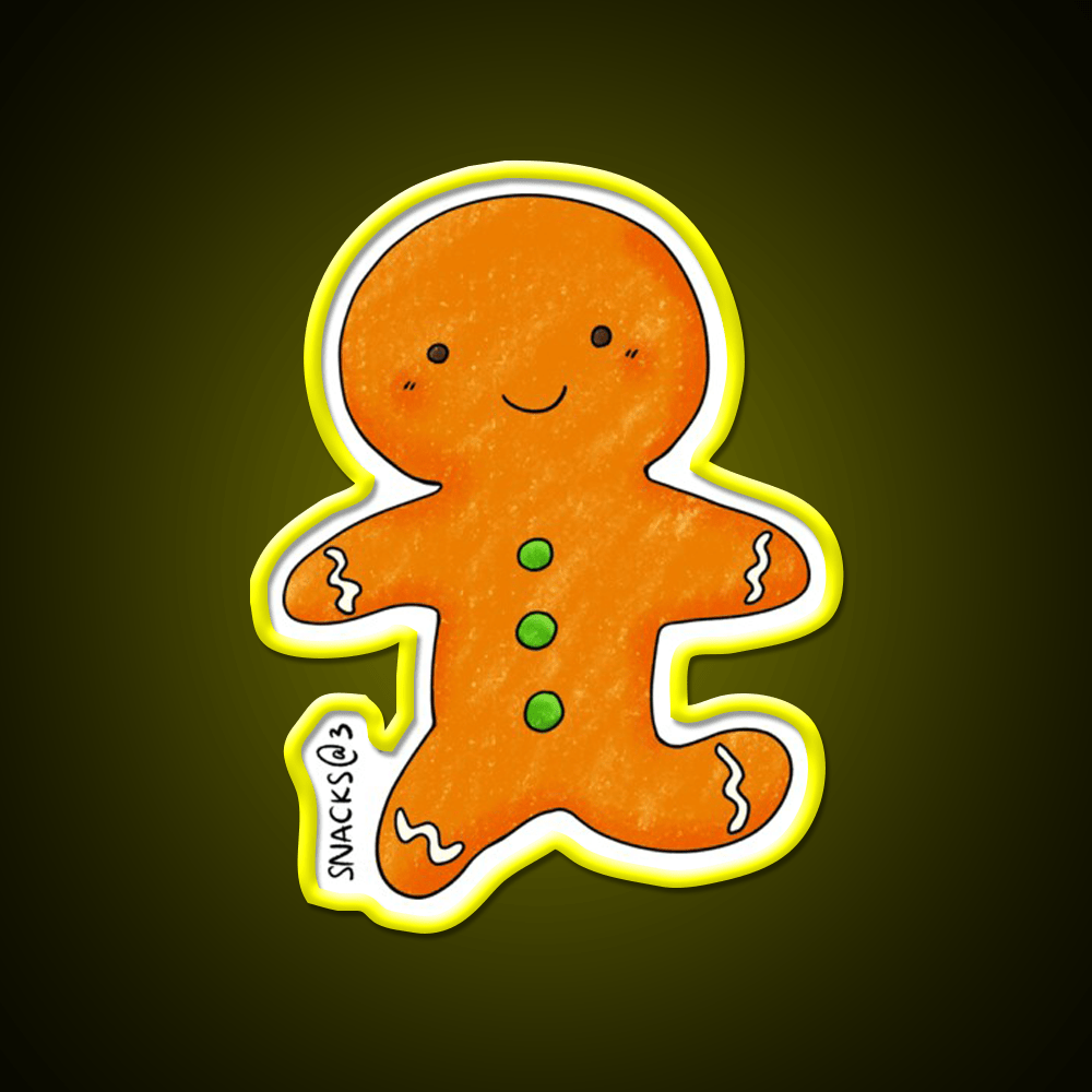 The Happy Gingerbread Man Snack Food Led Neon Sign Rgb Color - Shineneon