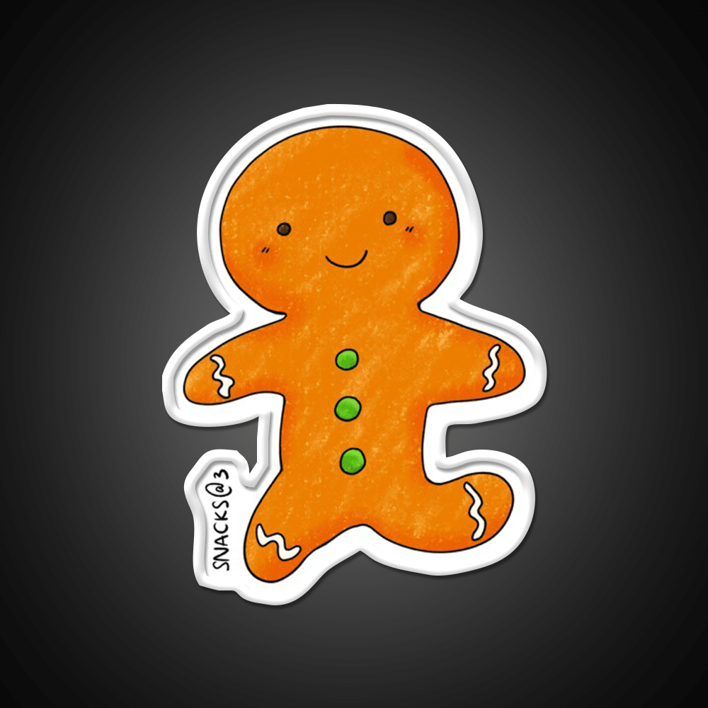 The Happy Gingerbread Man Snack Food Led Neon Sign Rgb Color - Shineneon
