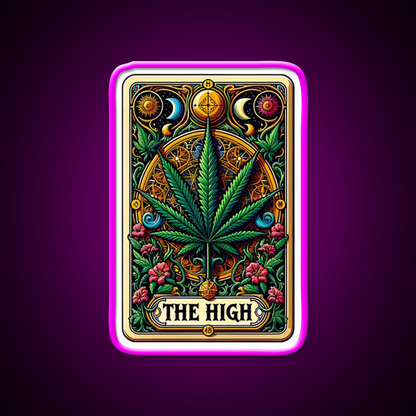 The High Hemp Inspired Green Leaf Led Neon Sign Rgb Color - Neon sign mounted on wall in room