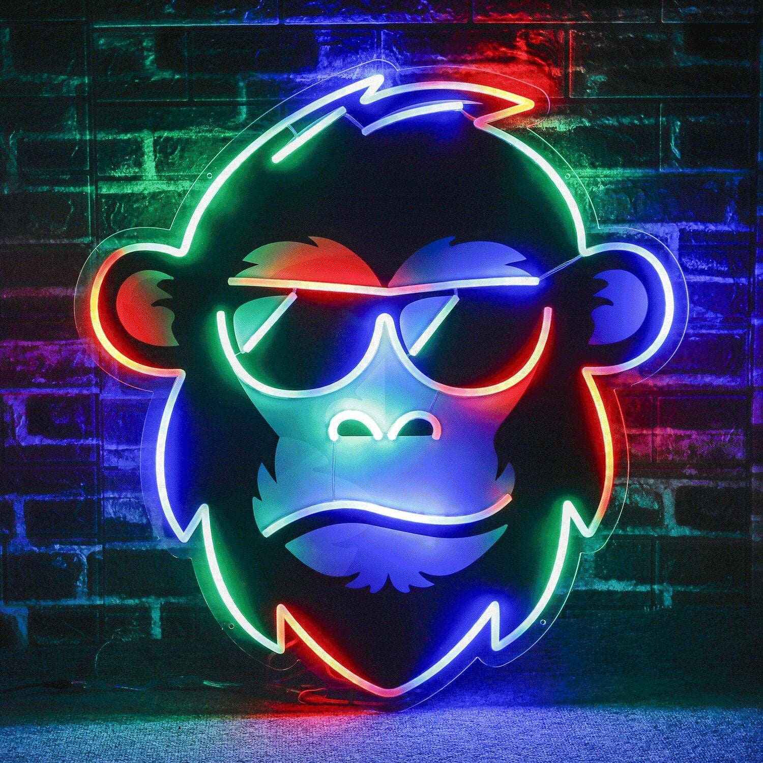 The Hip Monkey With Glasses Magic Led Uv Neon Sign | Shineneon