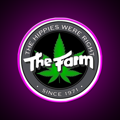 The Hippies Were Right Hemp Inspired Green Leaf Led Neon Sign Rgb Color - Neon sign mounted on wall in room