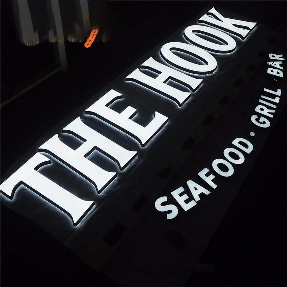 The Hook Seafood Grill Bar 3D Frontlit Letters Metal Led Sign
