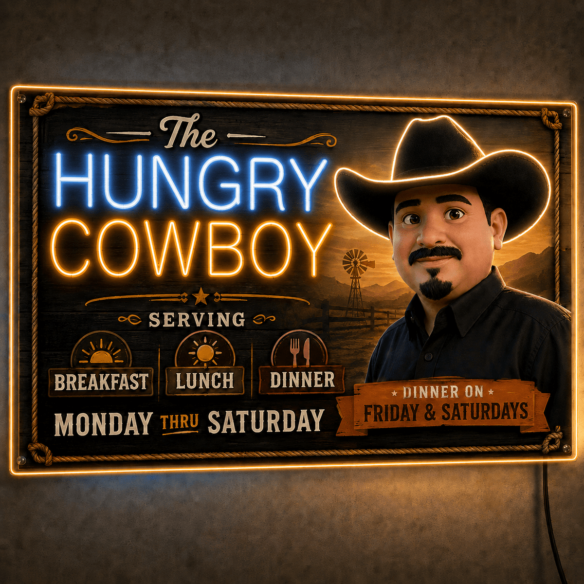 The HUNGRY COWBOY Custom LED Neon Sign - Shineneon