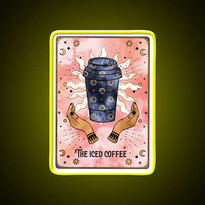The Iced Coffee Funny Tarot Card Cafe Led Neon Sign Espresso Bar Art Rgb Color