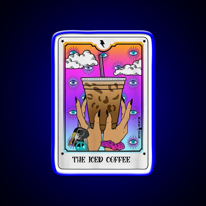 The Iced Coffee Tarot Card Cafe Led Neon Sign Espresso Bar Art Rgb Color