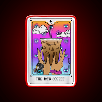 The Iced Coffee Tarot Card Cafe Led Neon Sign Espresso Bar Art Rgb Color - Shineneon