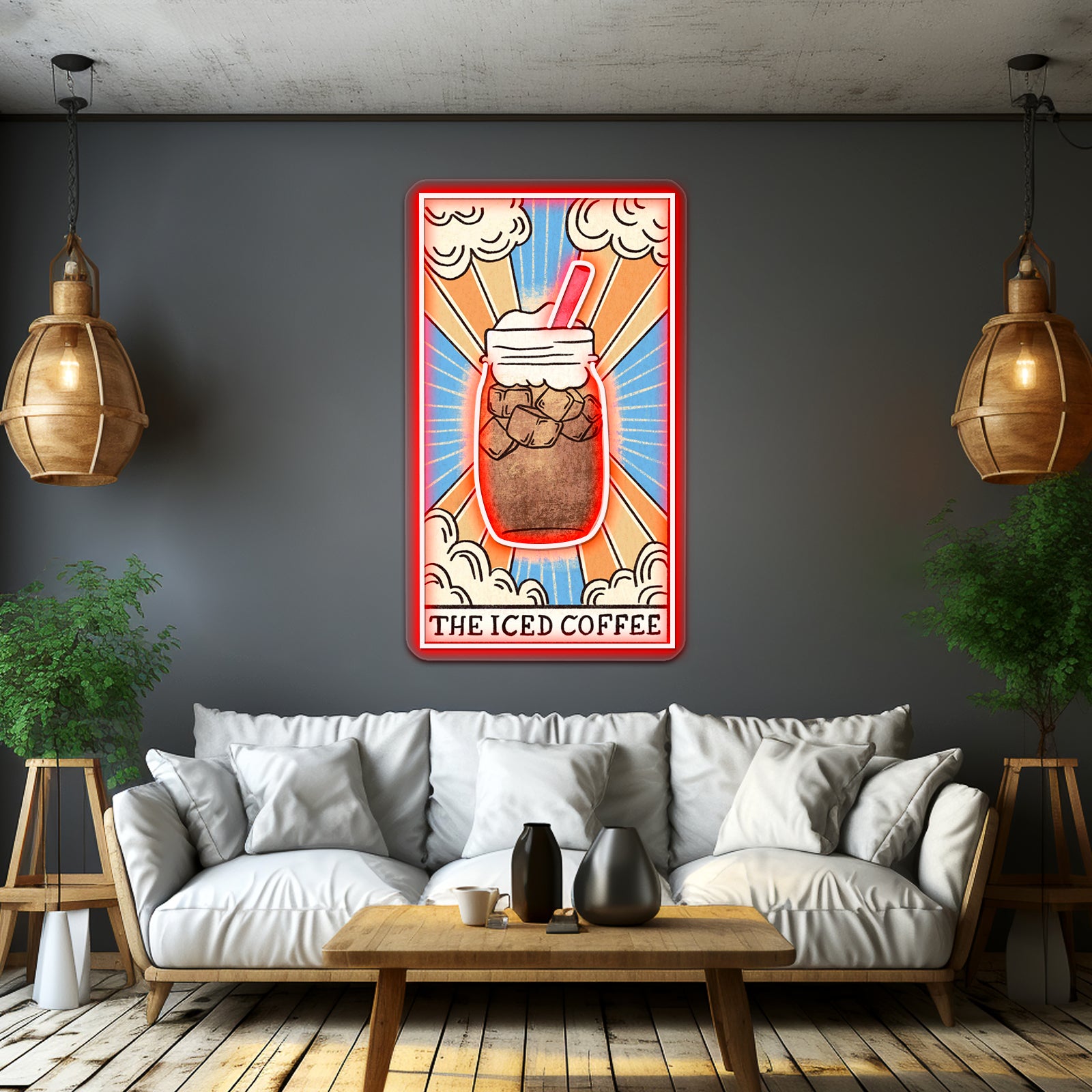 The Iced Coffee Tarot Card Neon Sign Artwork For Neon Signs For A Bar | Shineneon