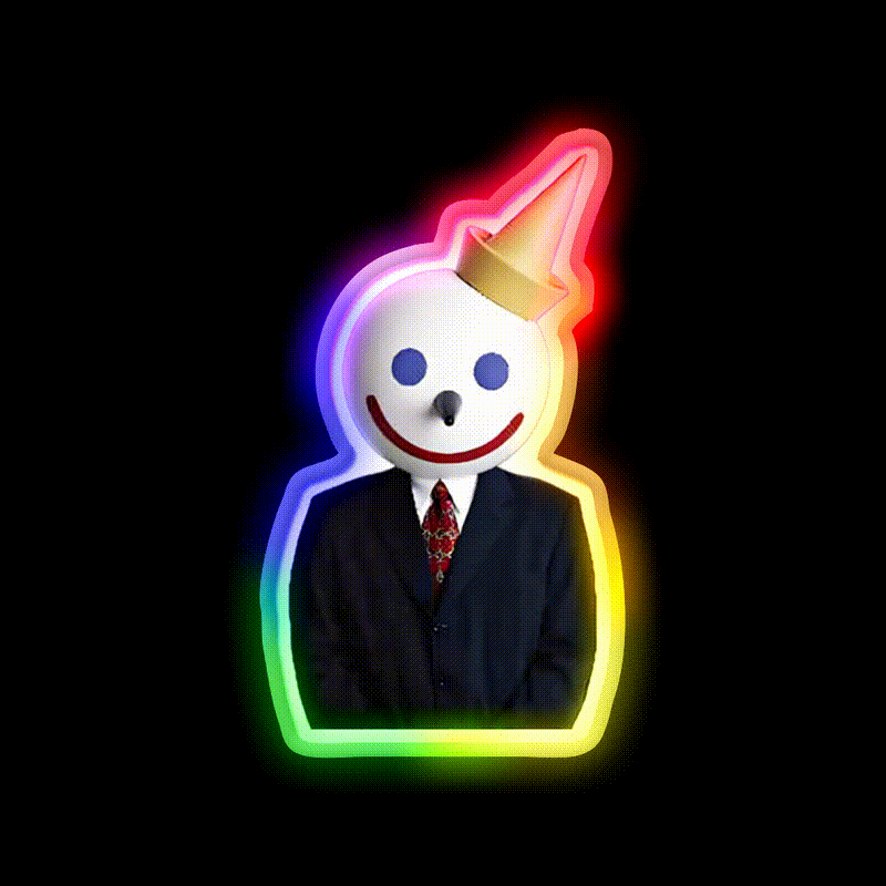 The Jack In The Box Man Creepy Fast Food Led Neon Sign For Burger Place Rgb Color - LED neon sign close-up detail