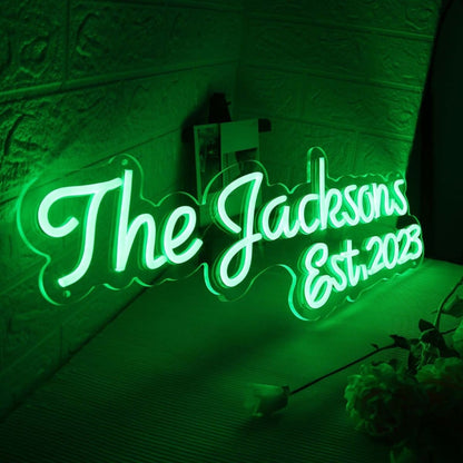 The Jacksons Est 2023 Green Led Neon Sign - Shineneon