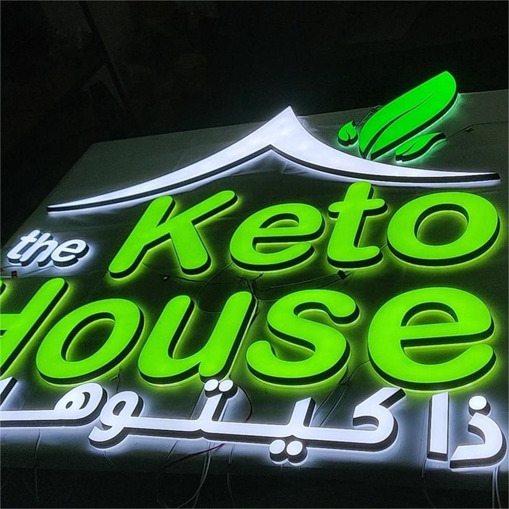The Keto House 3D Frontlit And Backlit Channel Letter Led Light Sign - Shineneon