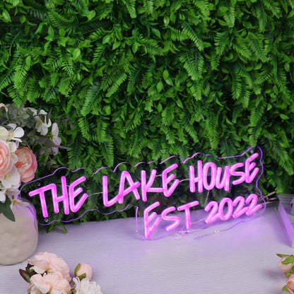 The Lake House Est 2022 Pink Led Neon Sign - Shineneon
