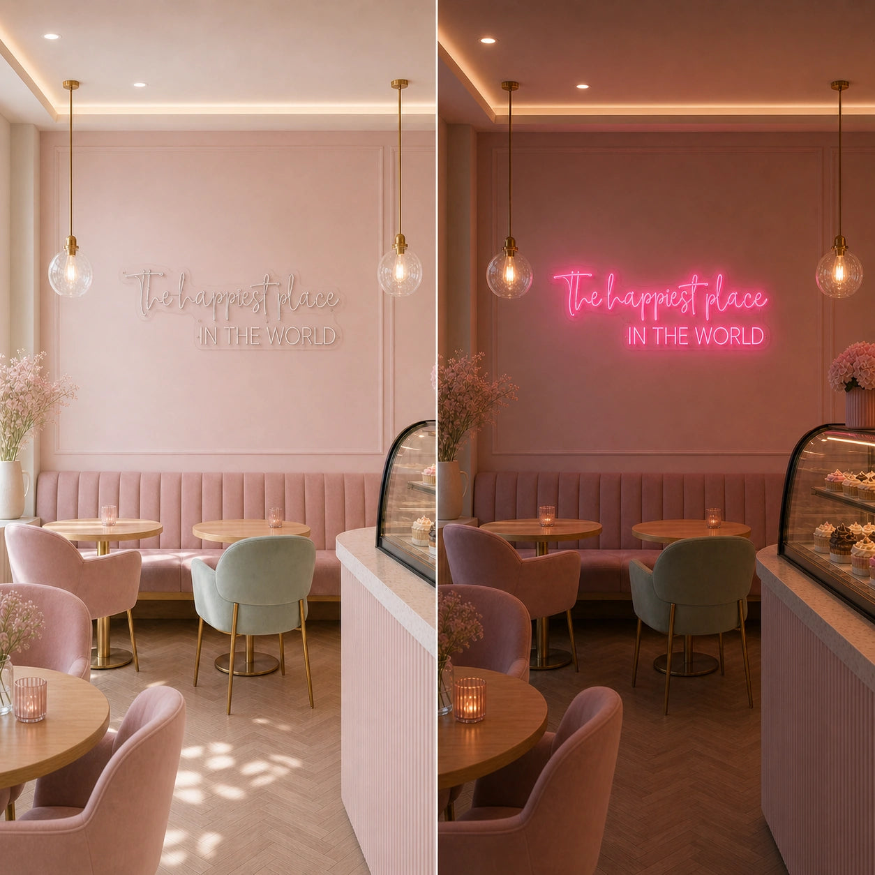 The Largest Place LED Neon Sign day and night comparison