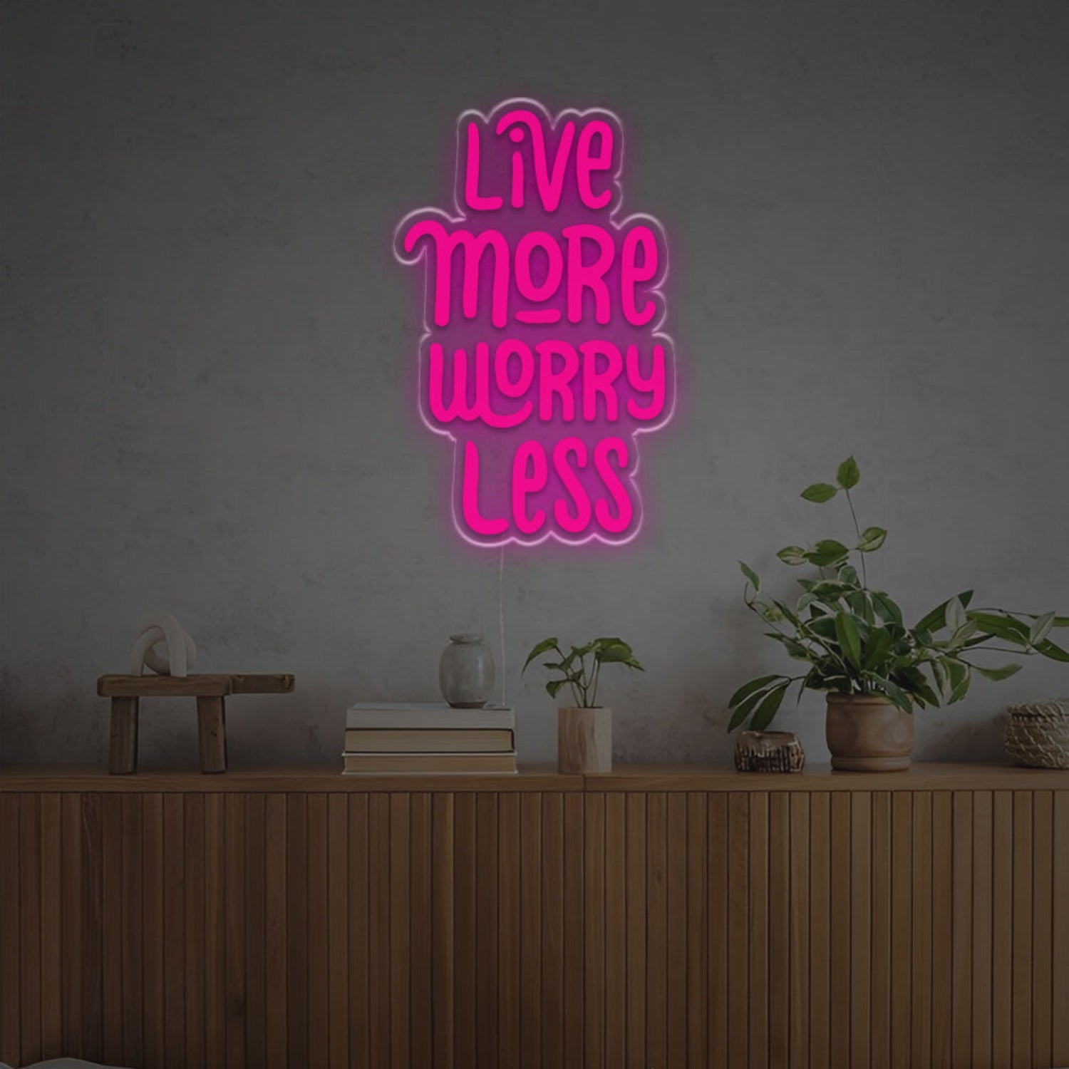 The Live More Worry Less Led Neon Sign | Shineneon