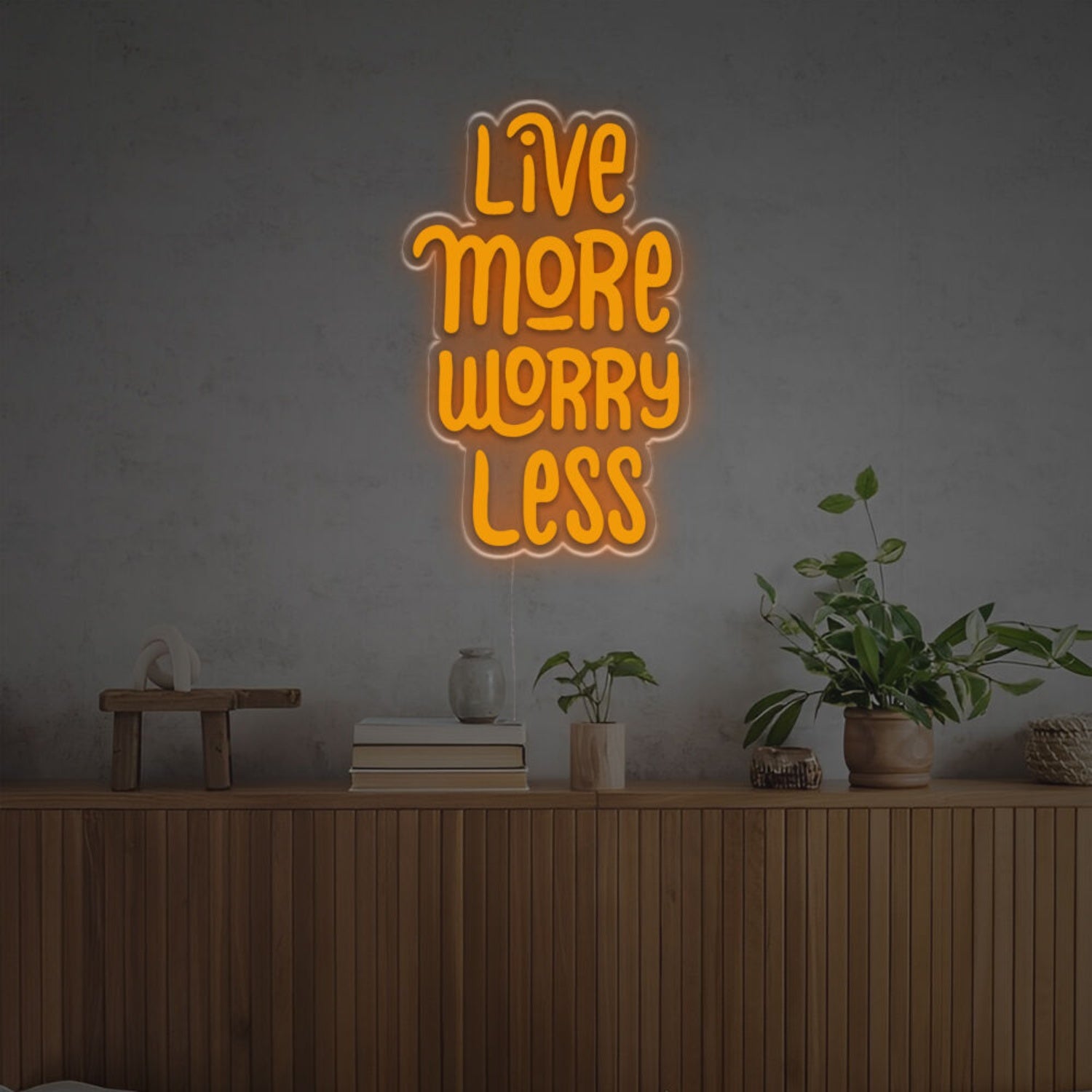 The Live More Worry Less Led Neon Sign | Shineneon