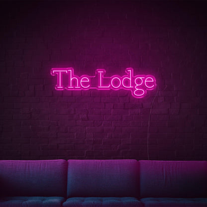 The Lodge Led Neon Sign White Script Wall Art For Rustic Indoor Decor | Shineneon