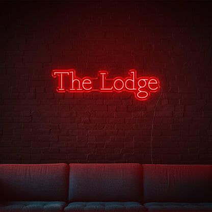 The Lodge Led Neon Sign White Script Wall Art For Rustic Indoor Decor | Shineneon