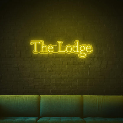 The Lodge Led Neon Sign White Script Wall Art For Rustic Indoor Decor | Shineneon