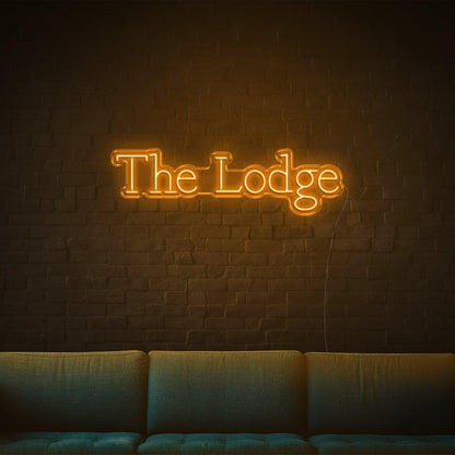 The Lodge Led Neon Sign White Script Wall Art For Rustic Indoor Decor | Shineneon