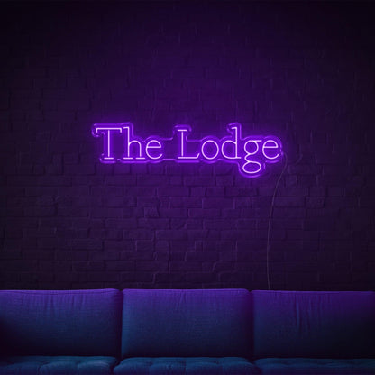 The Lodge Led Neon Sign White Script Wall Art For Rustic Indoor Decor | Shineneon