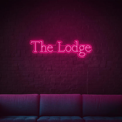 The Lodge Led Neon Sign White Script Wall Art For Rustic Indoor Decor | Shineneon