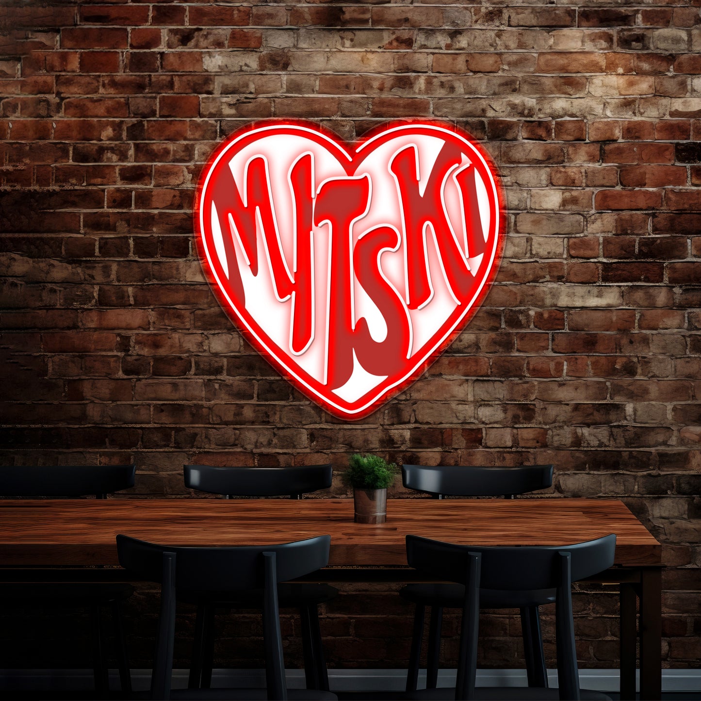 The Love Red Hearth Artwork Personalized Neon Signs