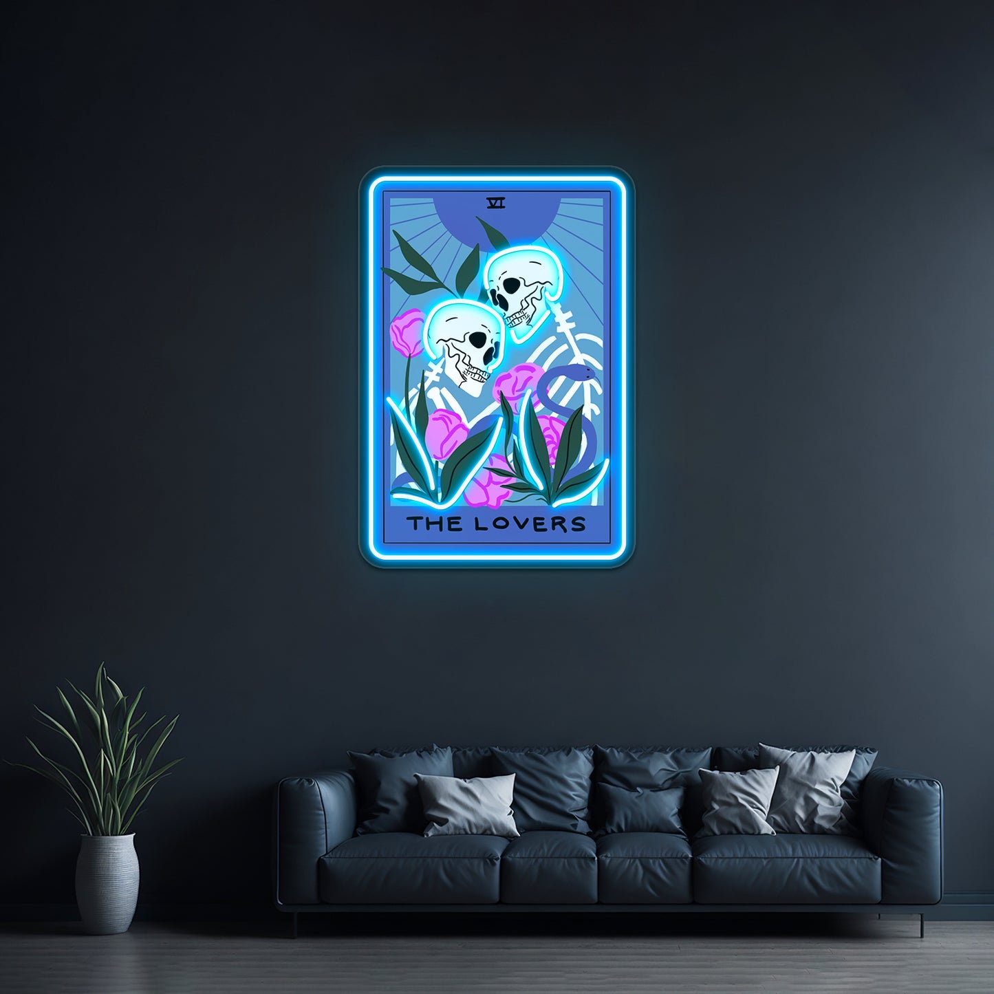 The Lovers Tarot Card Neon Sign Artwork For Pink Neon Sign