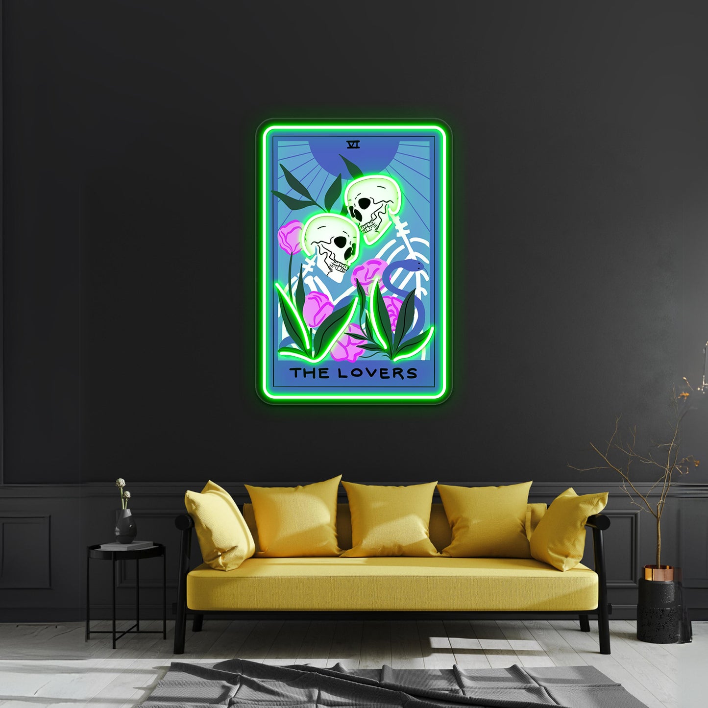 The Lovers Tarot Card Neon Sign Artwork For Pink Neon Sign