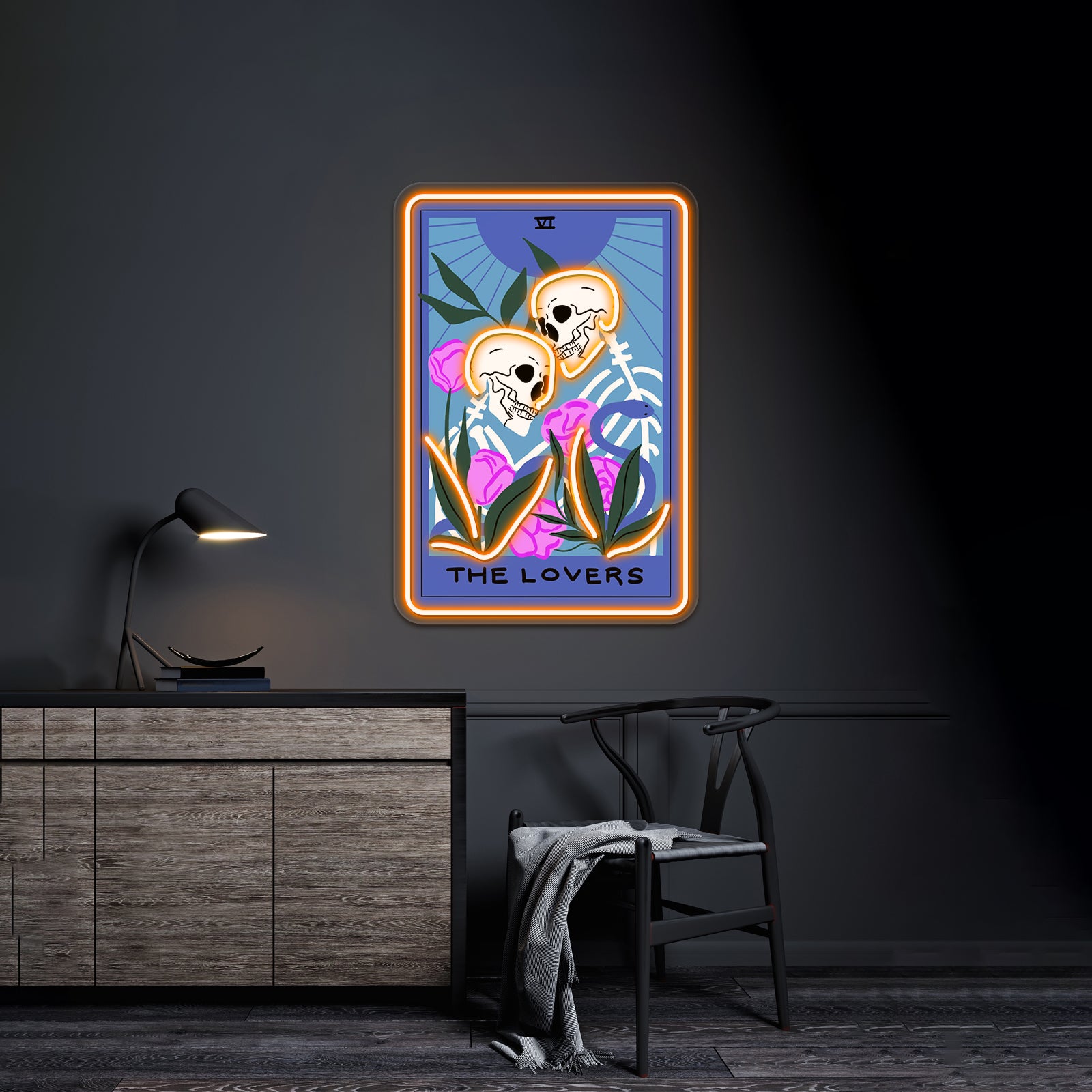 The Lovers Tarot Card Neon Sign Artwork For Pink Neon Sign | Shineneon