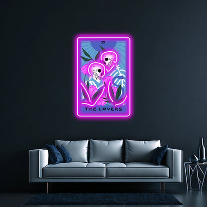 The Lovers Tarot Card Neon Sign Artwork For Pink Neon Sign