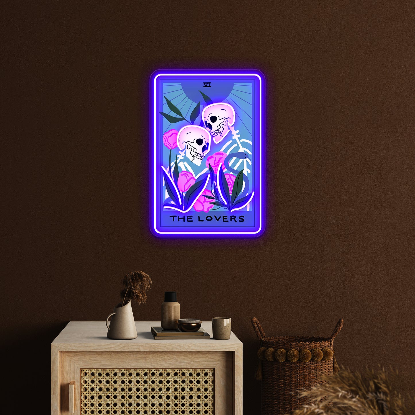 The Lovers Tarot Card Neon Sign Artwork For Pink Neon Sign