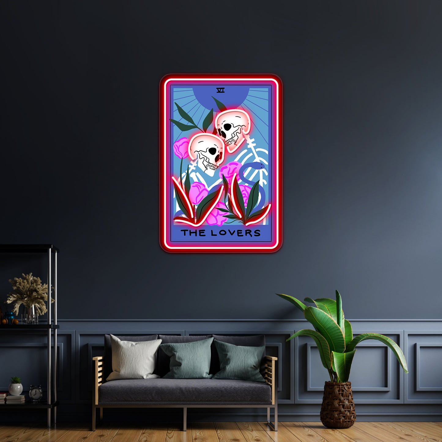 The Lovers Tarot Card Neon Sign Artwork For Pink Neon Sign