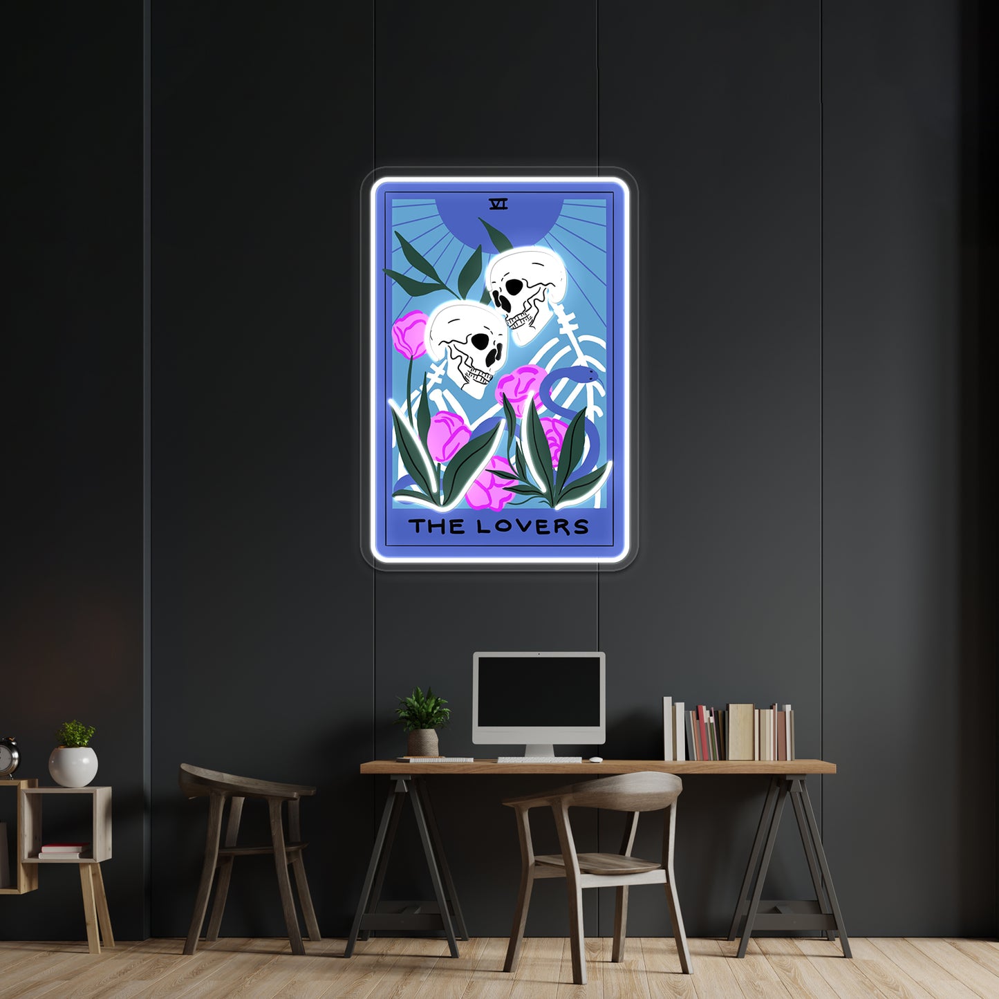 The Lovers Tarot Card Neon Sign Artwork For Pink Neon Sign