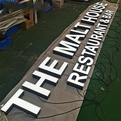 The Malt House Restaurant Bar 3D Frontlit Letters Metal Led Sign